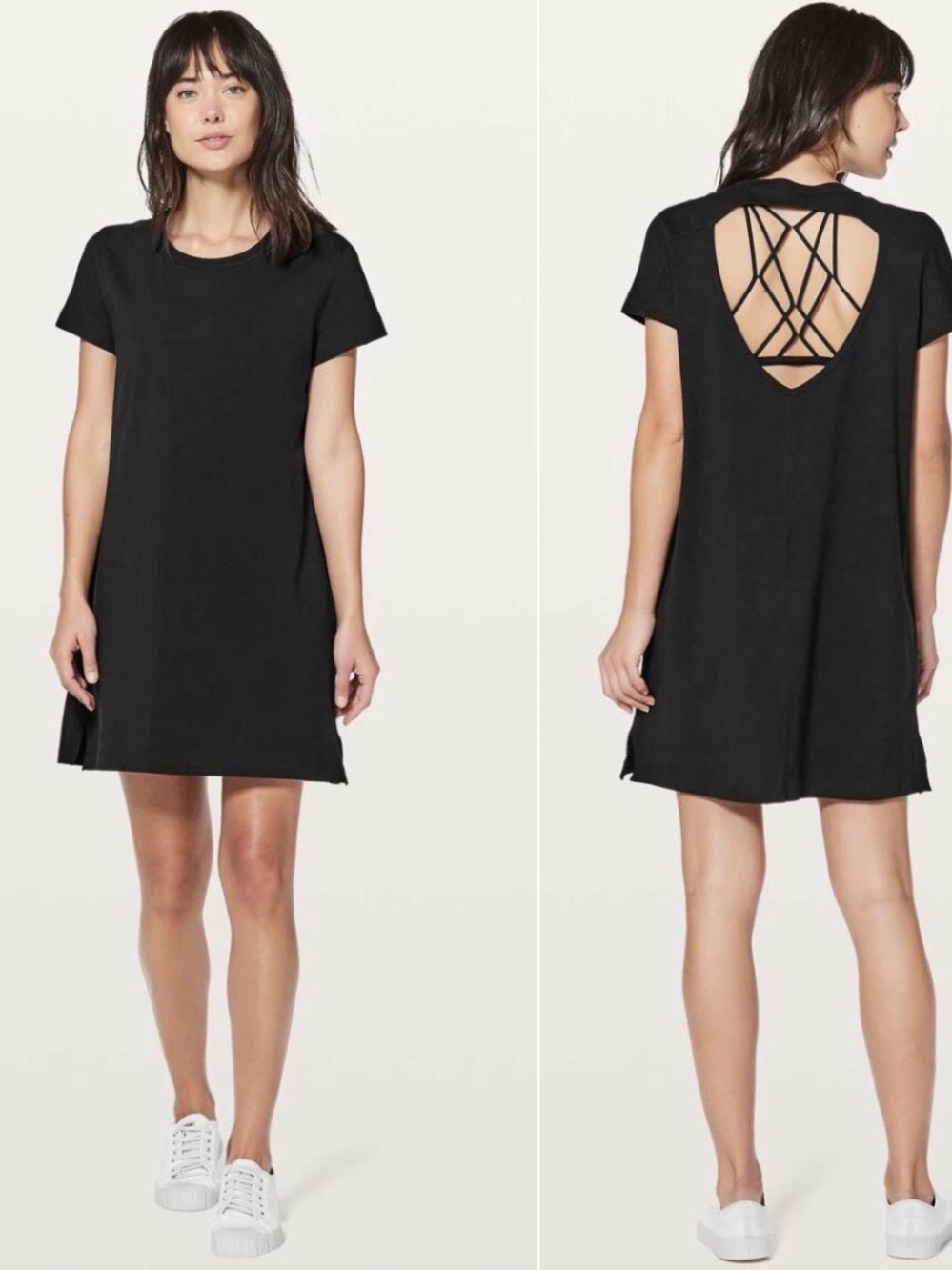 Lululemon Day Tripper Athleisure Minimalist Resortwear Open Back Dress Black 10